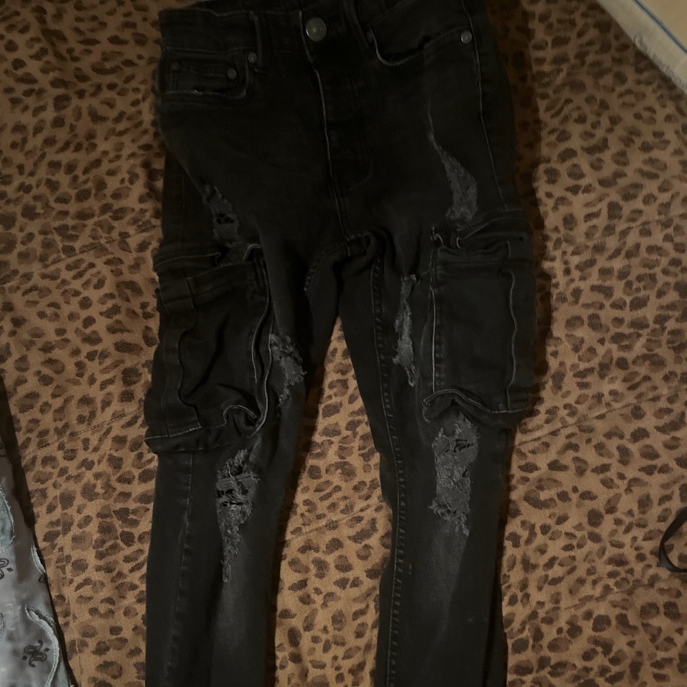 super skinny black cargos